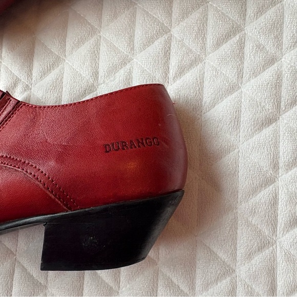 DURANGO Cowgirl Western Boho Ankle Booties Red Leather Slip On Women 9M RO3525 - Picture 6 of 16
